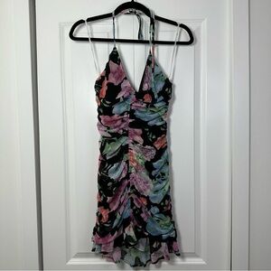 Lulu’s Women’s Floral Ruched Ruffles Mini Dress Size S